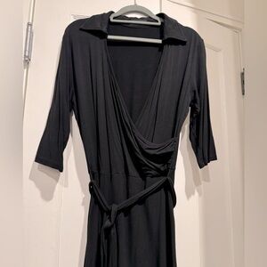 Simple faux-wrap dress with tie